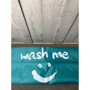 Teal Blue Wash Me Drawstring Laundry Bag 27" Wide 38" Long Travel Dorm Camper